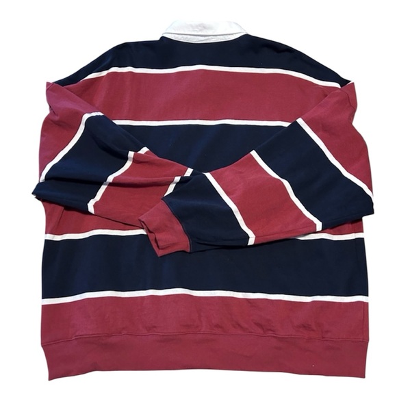 Aritzia Lomu Polo Long Sleeve Striped Top - Cordovan /Admiral size XL - Picture 2 of 11